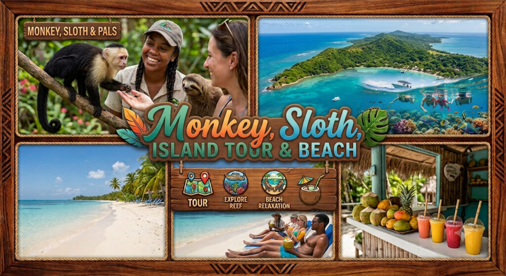 monkey, sloth, island tour and beach - roatan