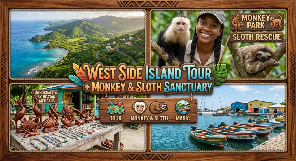 west side island tour, monkey and sloth